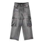 Monnalisa Jeans Tinta Unita Modello Palazzo con Tasconi per Neonato 19D406N GRIGIO MONNALISA 
