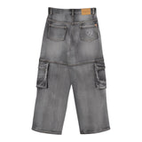 Monnalisa Jeans Tinta Unita Modello Palazzo con Tasconi per Neonato 19D406N GRIGIO MONNALISA 