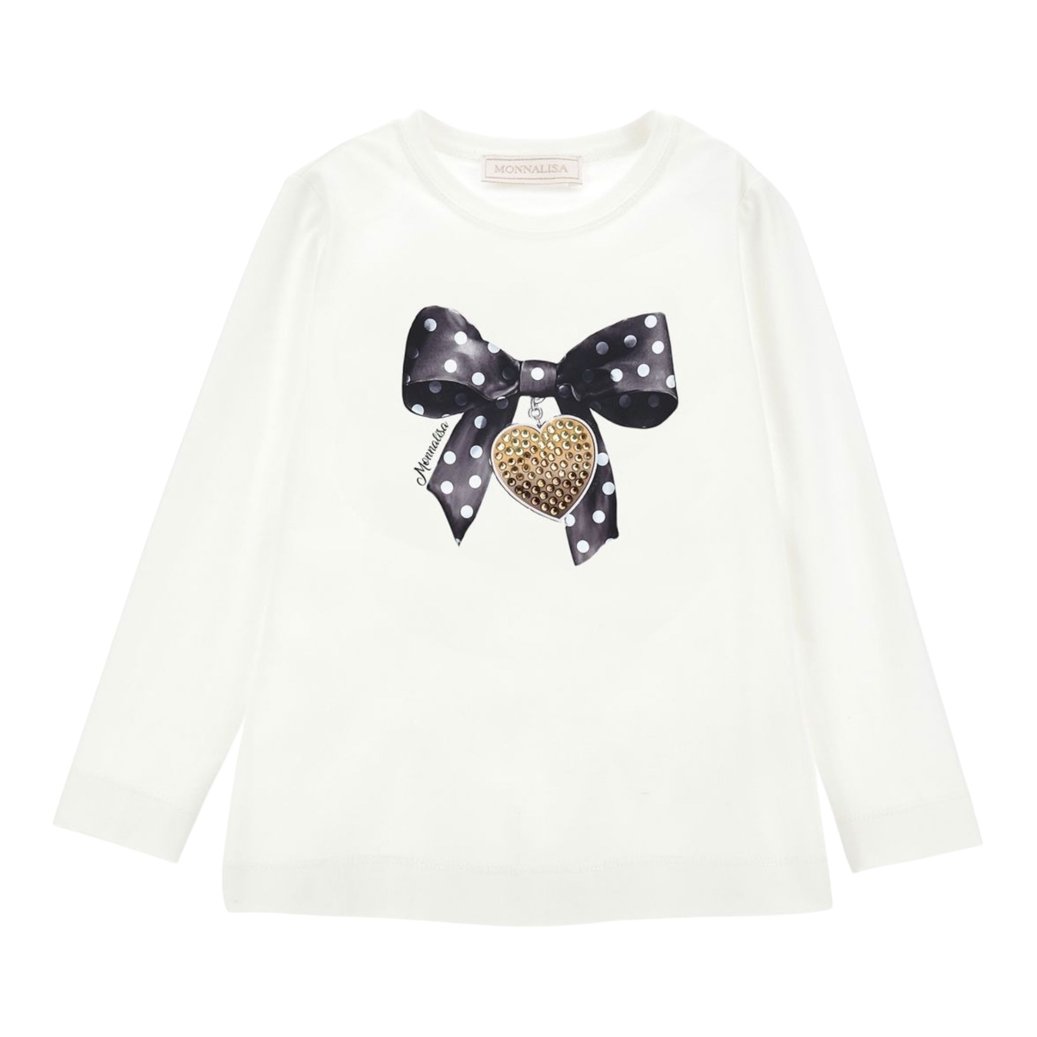 Monnalisa Shirt Girocollo Tinta Unita con Stampa per Neonata 19D612 BIANCO MONNALISA 