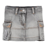 Monnalisa Gonna In Denim Tinta Unita con Girovita Regolabile per Bambina 19D701 GRIGIO MONNALISA 