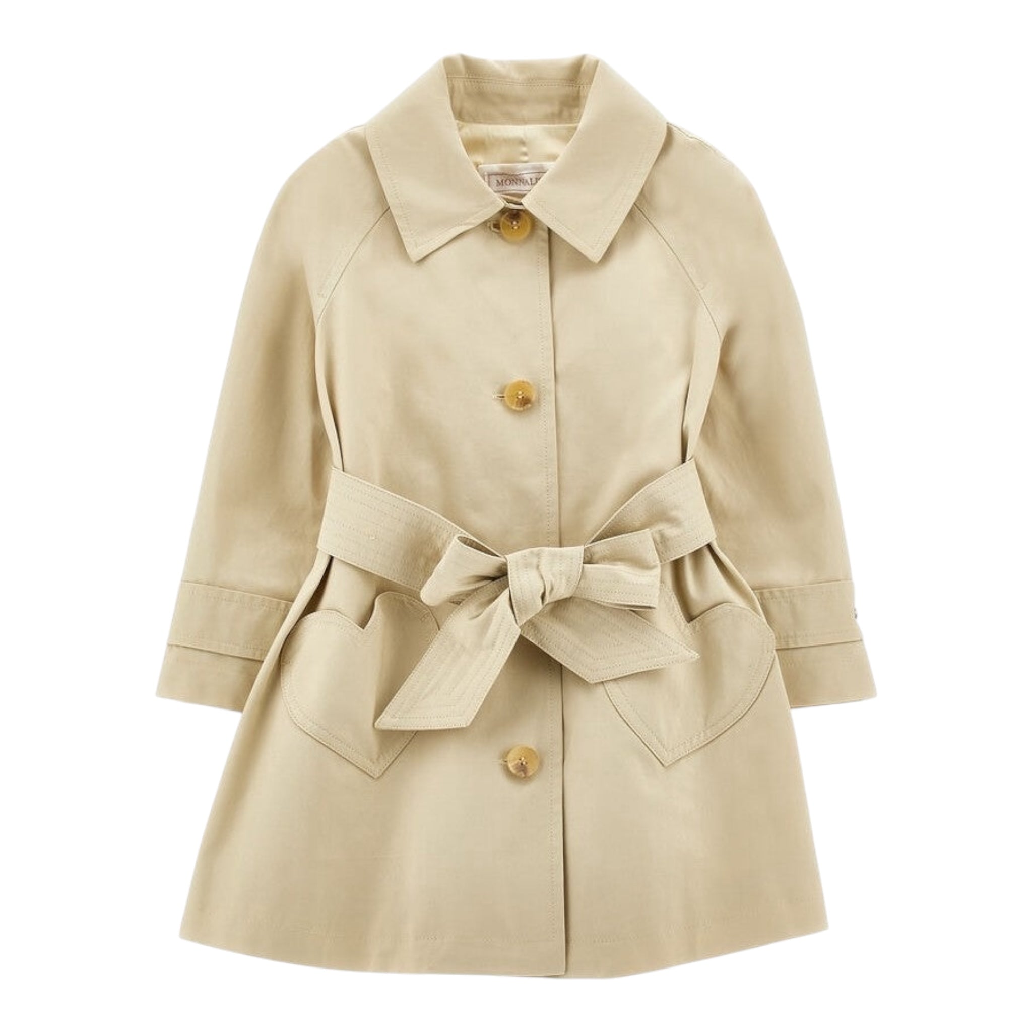 Monnalisa Trench Tinta Unita con Bottoni per Bambina 19E102 BEIGE MONNALISA 