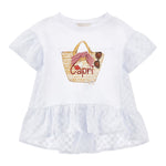 Monnalisa Maxi T-Shirt Girocolo Tinta Unita con Stampa per Bambina 19E625 BIANCO MONNALISA 