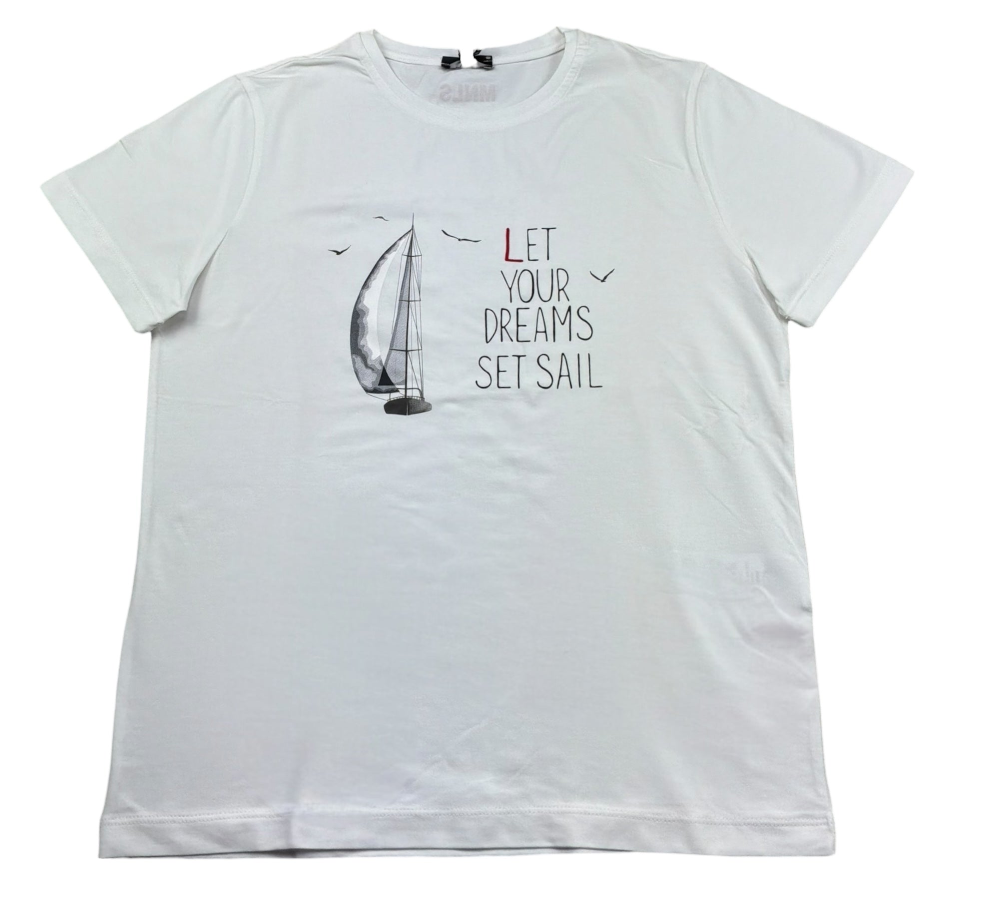 Monnalisa T-Shirt Girocollo Tinta Unita con Stampa per Bambino 255602 BIANCO MONNALISA 