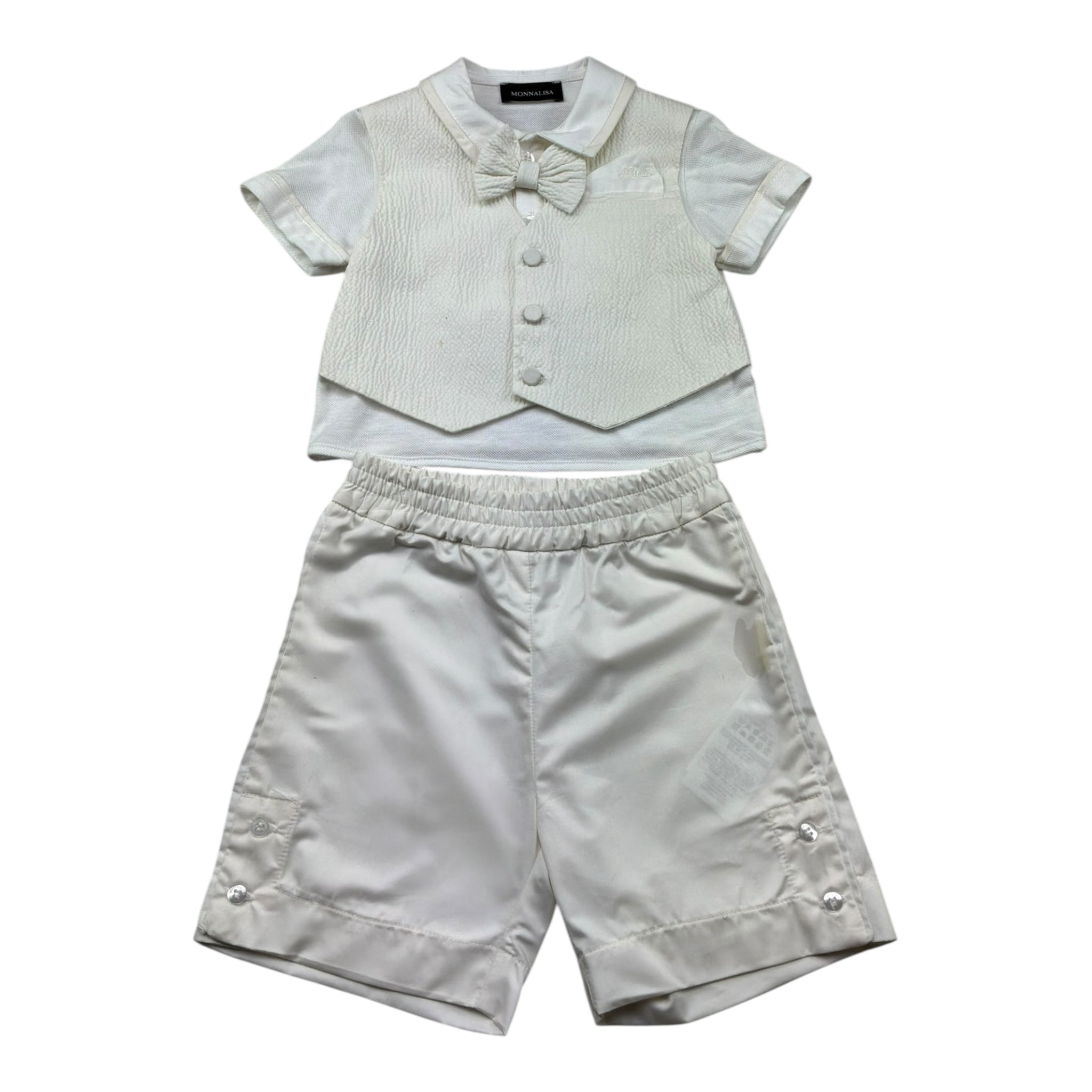 Monnalisa Completo 2 Pezzi Camicia-Bermuda per Neonato 28A592 PANNA MONNALISA 