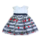 Monnalisa Abito Bicolore con Fantasia Ciliegie per Neonata 315908 BIANCO/BLU MONNALISA 