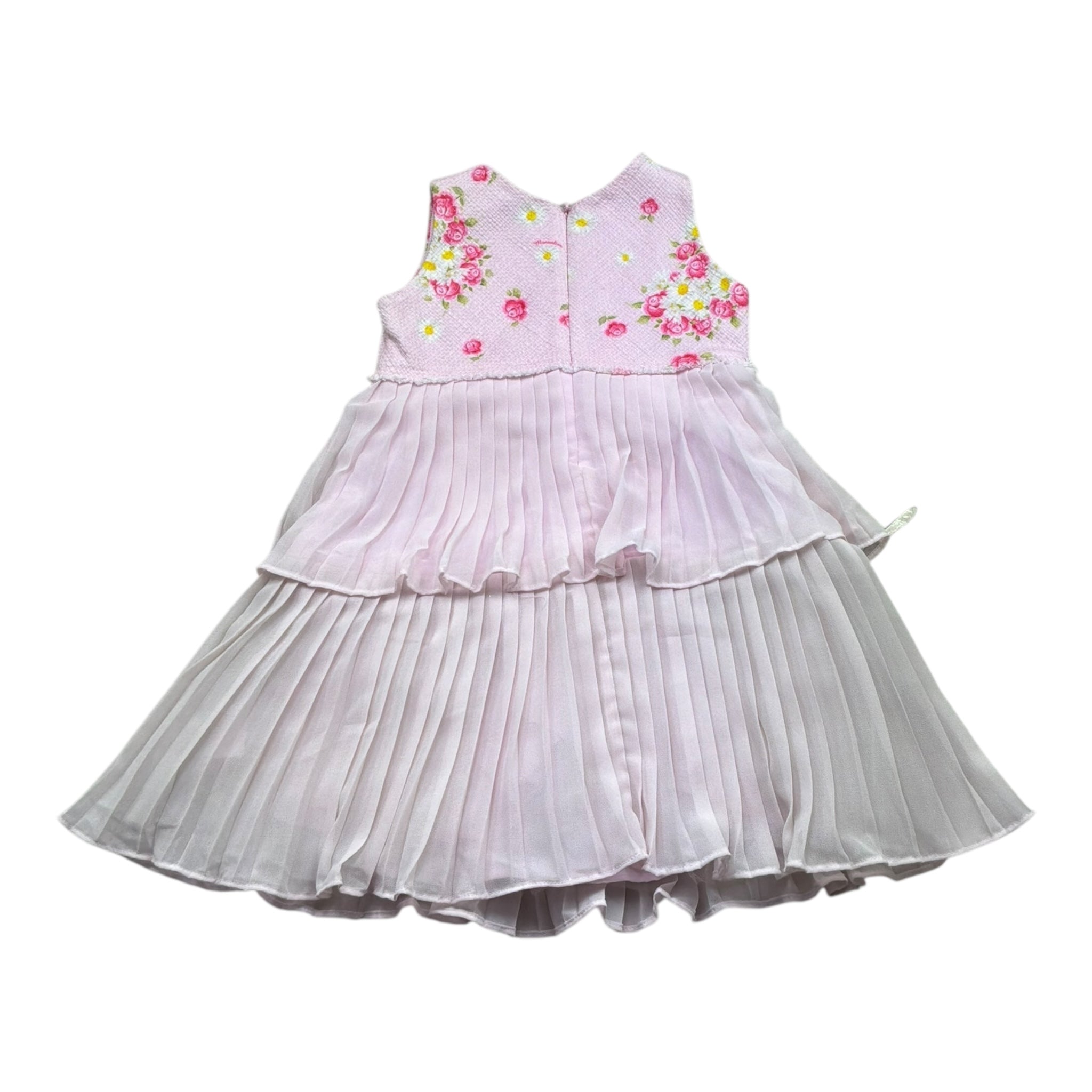 Monnalisa Abito Giromanica Tinta Unita con Applicazioni per Bambina 315918 ROSA MONNALISA 