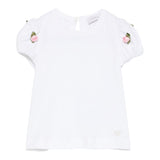 Monnalisa T-Shirt Girocollo Tinta Unita con Applicazioni per Neonata 31E604N BIANCO MONNALISA 
