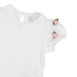 Monnalisa T-Shirt Girocollo Tinta Unita con Applicazioni per Neonata 31E604XN BIANCO MONNALISA 