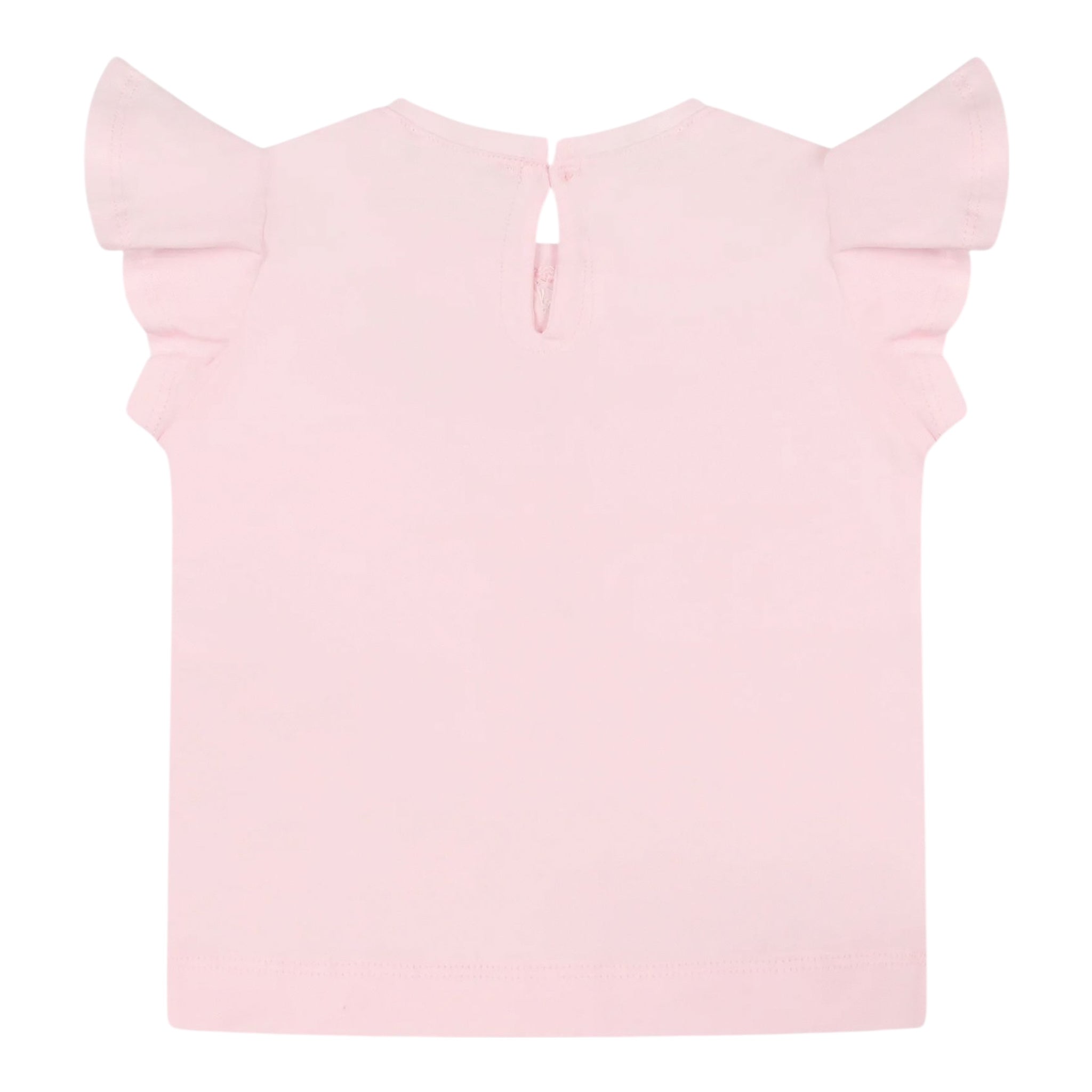 Monnalisa T-Shirt Girocollo Tinta Unita con Applicazioni per Neonata 31E613 ROSA MONNALISA 