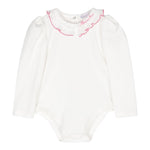 Monnalisa Body Tinta Unita con Colletto per Neonata 37D300 BIANCO MONNALISA 