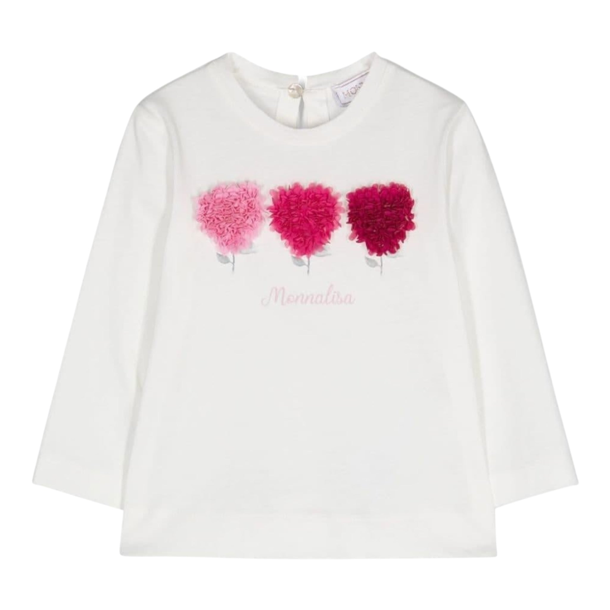 Monnalisa Shirt Girocollo Tinta Unita con Applicazioni per Neonata 39D601 BIANCO MONNALISA 