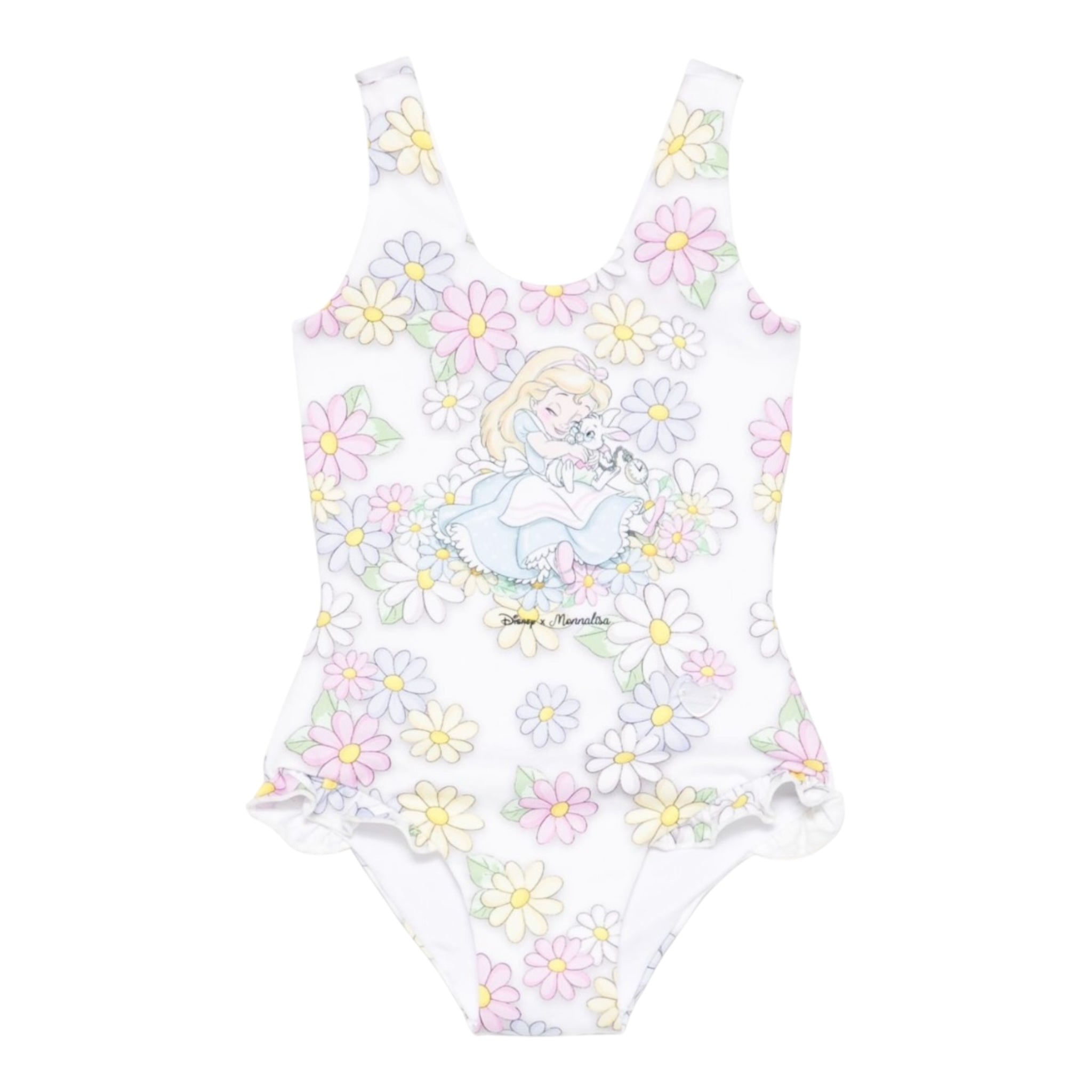 Monnalisa Costume Intero Tinta Unita con Stampa per Neonata 39E045 BIANCO MONNALISA 