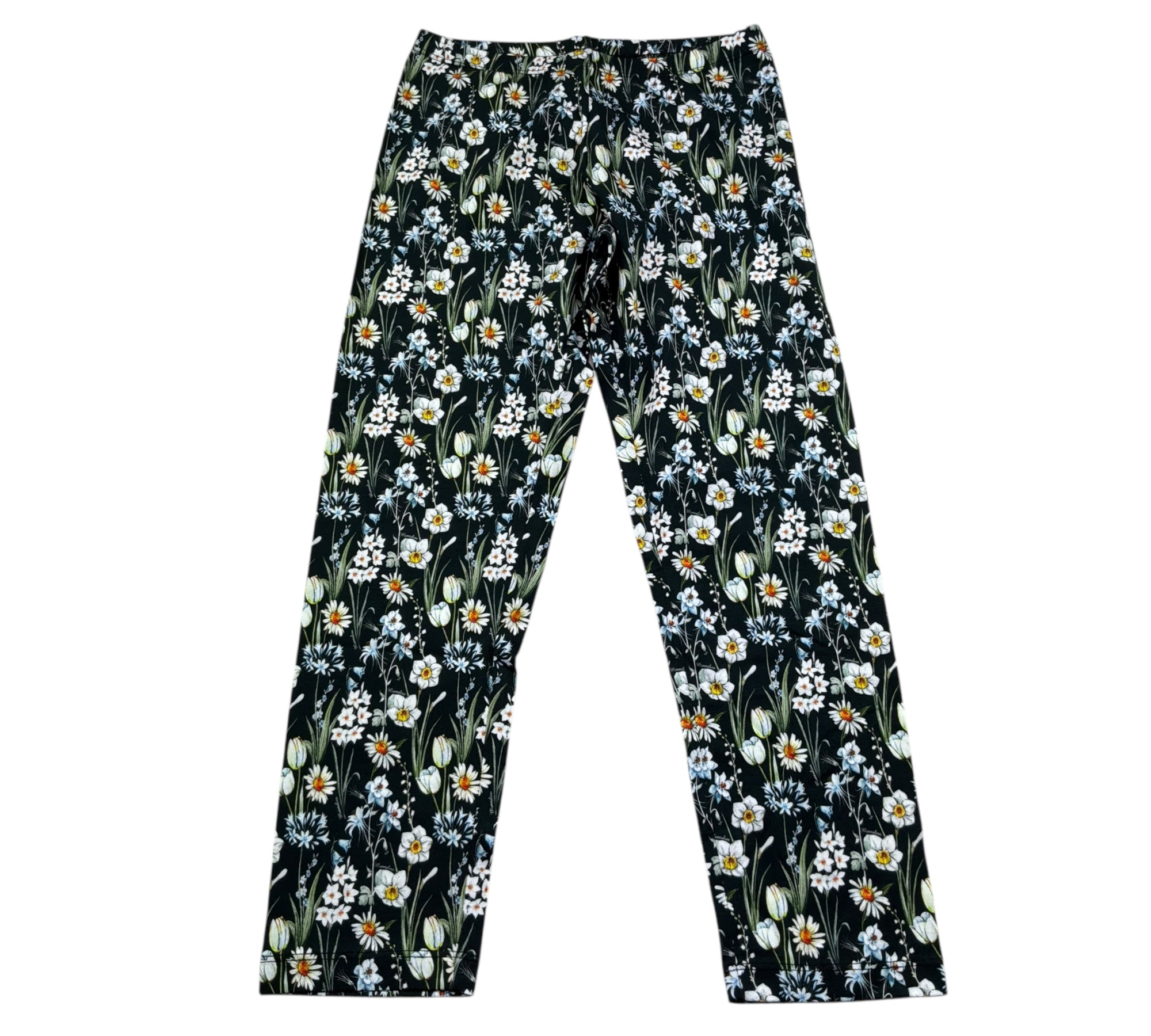 Monnalisa Leggins Tinta Unita Fantasia Floreale per Bambina 413410 NERO MONNALISA 