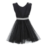Monnalisa Abito Tinta Unita con Stampa Stelle per Bambina 419201 NERO MONNALISA 