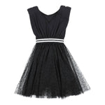 Monnalisa Abito Tinta Unita con Stampa Stelle per Bambina 419201 NERO MONNALISA 