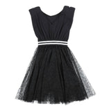 Monnalisa Abito Tinta Unita con Stampa Stelle per Bambina 419201 NERO MONNALISA 