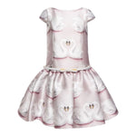 Monnalisa Abito Tinta Unita con Stampa per Bambina 711914 ROSA MONNALISA 