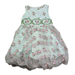 Monnalisa Abito Giromanica Tinta Unita In Tulle con Ricami Rose per Bambina 713906 VERDE ACQUA MONNALISA 