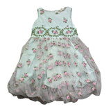 Monnalisa Abito Giromanica Tinta Unita In Tulle con Ricami Rose per Bambina 713906 VERDE ACQUA MONNALISA 