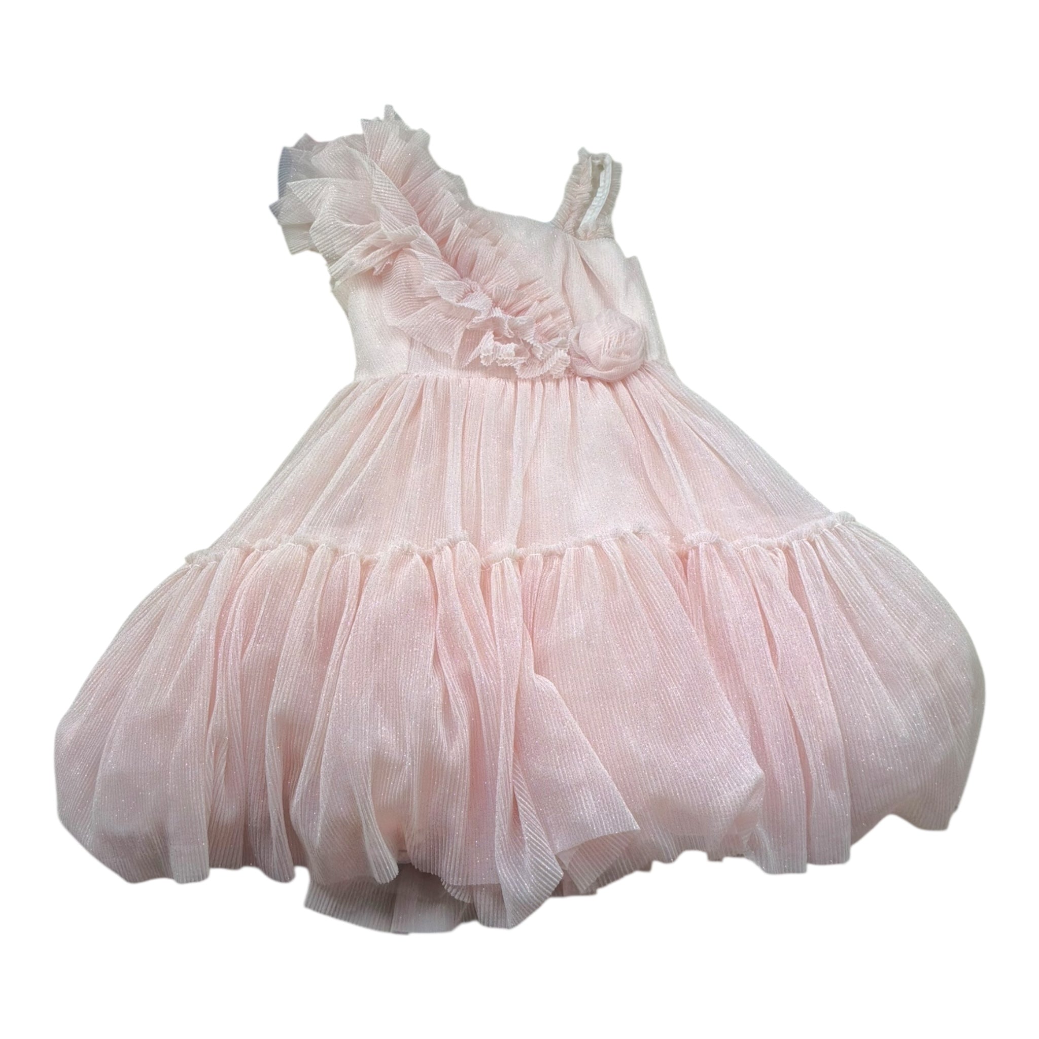 Monnalisa Abito Tinta Unita con Tulle per Bambina 719903 ROSA MONNALISA 