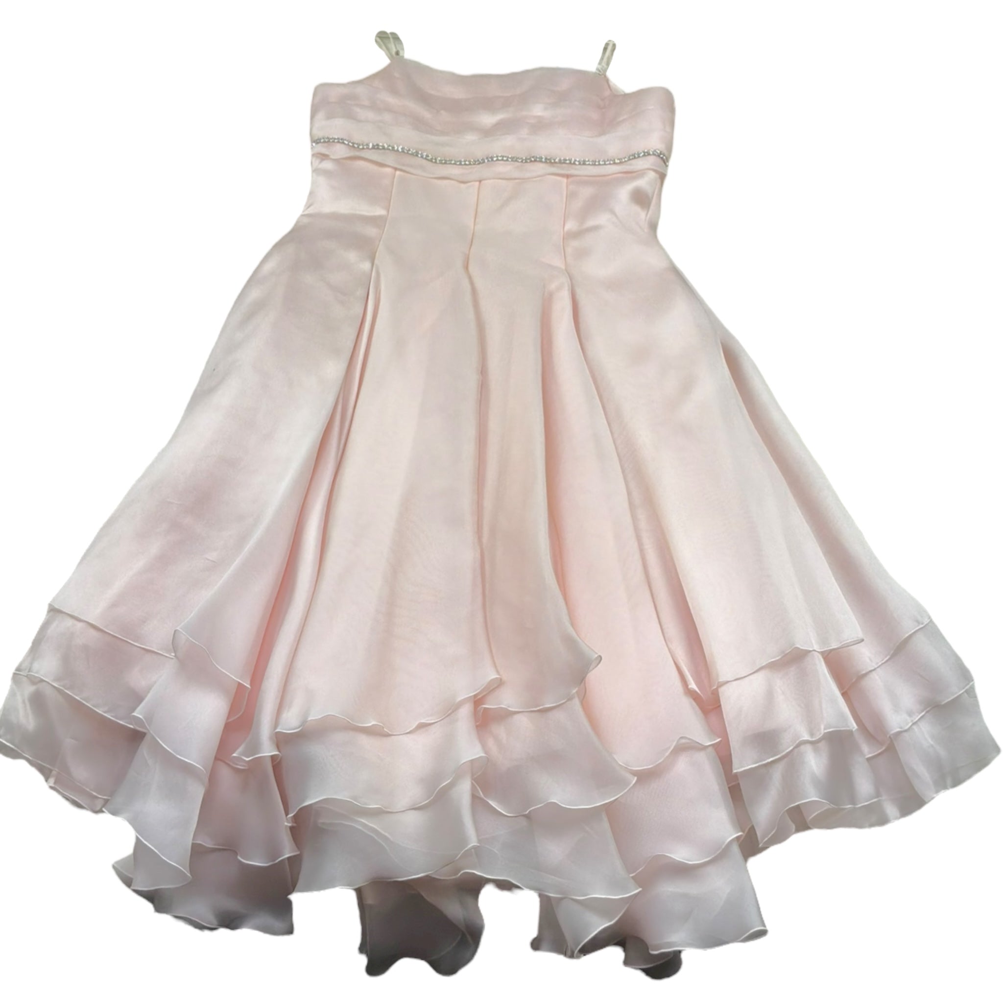 Monnalisa Abito Cerimonia Tinta Unita con Brillantini per Bambina DBIHN4II ROSA MONNALISA 