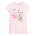Monnalisa T-Shirt Girocollo Tinta Unita con Stampa Rose per Bambina MNTHS ROSA MONNALISA 