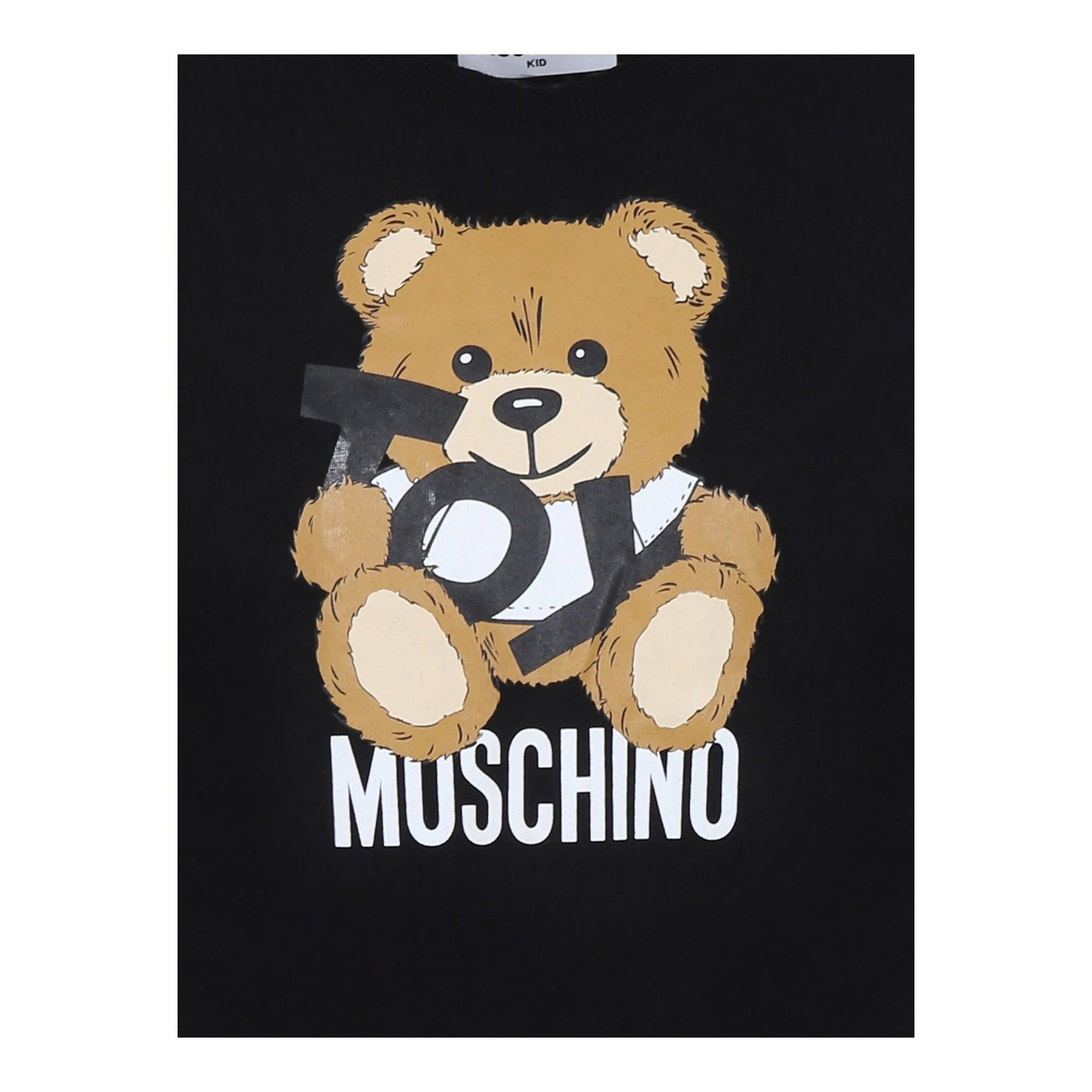 Moschino T-Shirt Girocollo tinta unita con Orso Nero per Bambino H9M04KX NERO MOSCHINO 