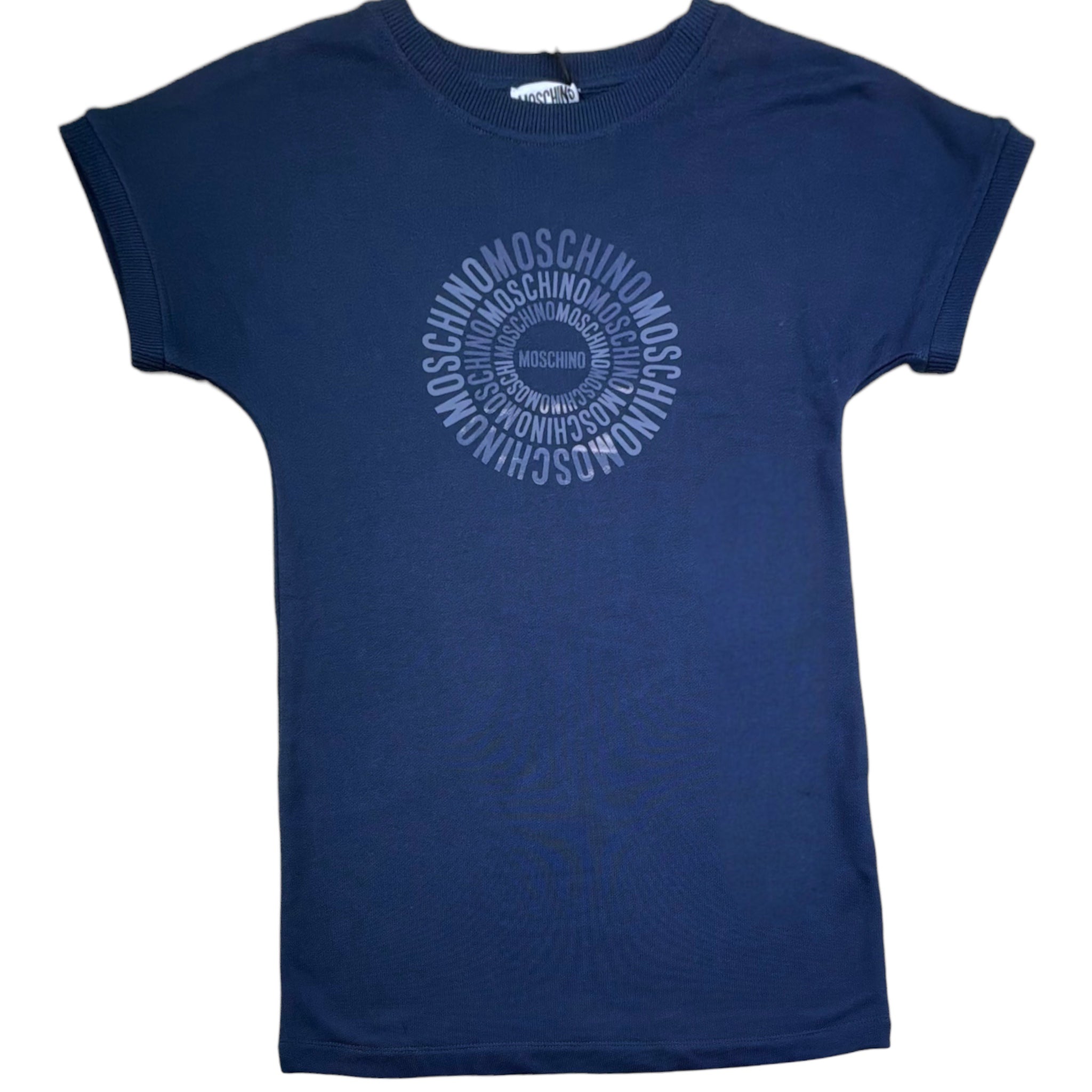 Moschino Abito Mezza Manica Tinta Unita con Stampa per Bambina HBV0EA BLU MOSCHINO 