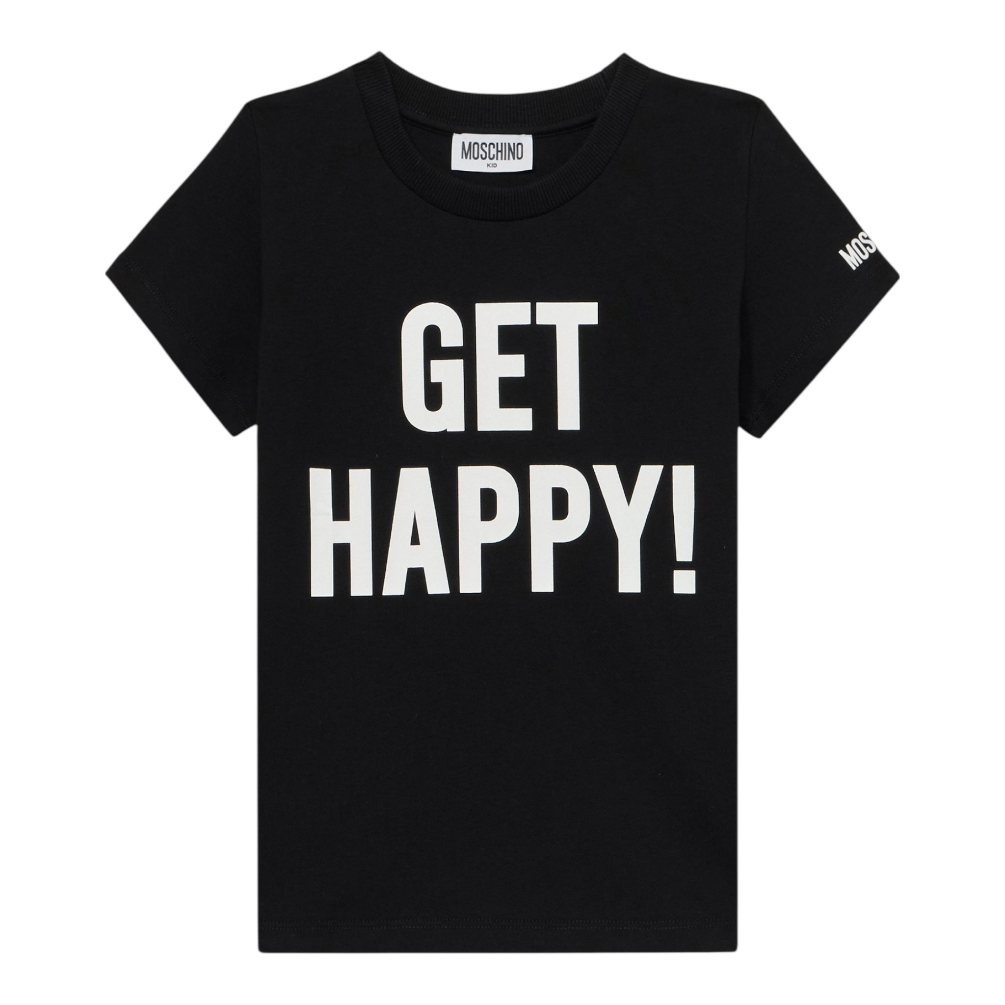 Moschino T-Shirt Girocollo Tinta Unita con Stampe per Bambino HDM06U NERO MOSCHINO 