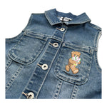 Moschino Giubbino Smanicato In Denim Tinta Unita per Bambina HDN002 BLU MOSCHINO 