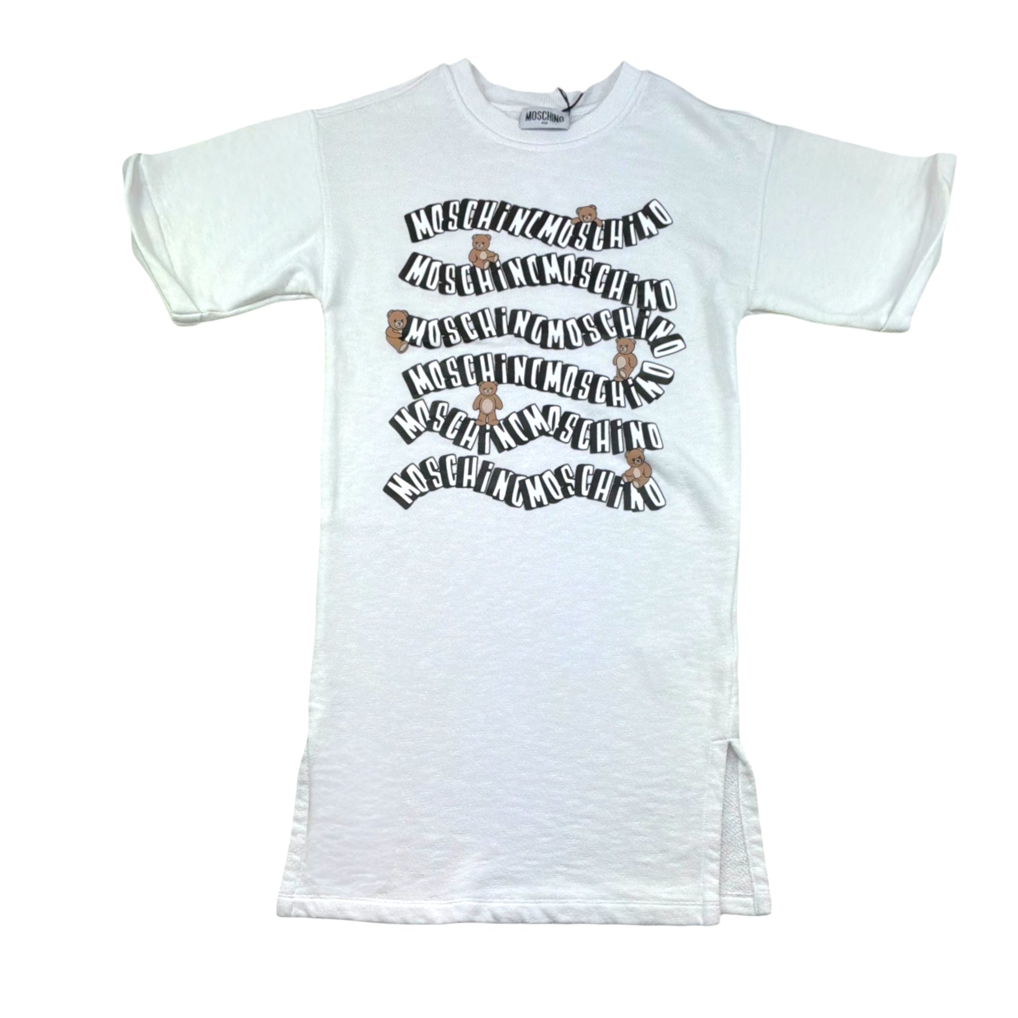Moschino Abito Felpa Tinta Unita Girocollo con Stampa per Bambina HDV0HU BIANCO MOSCHINO 