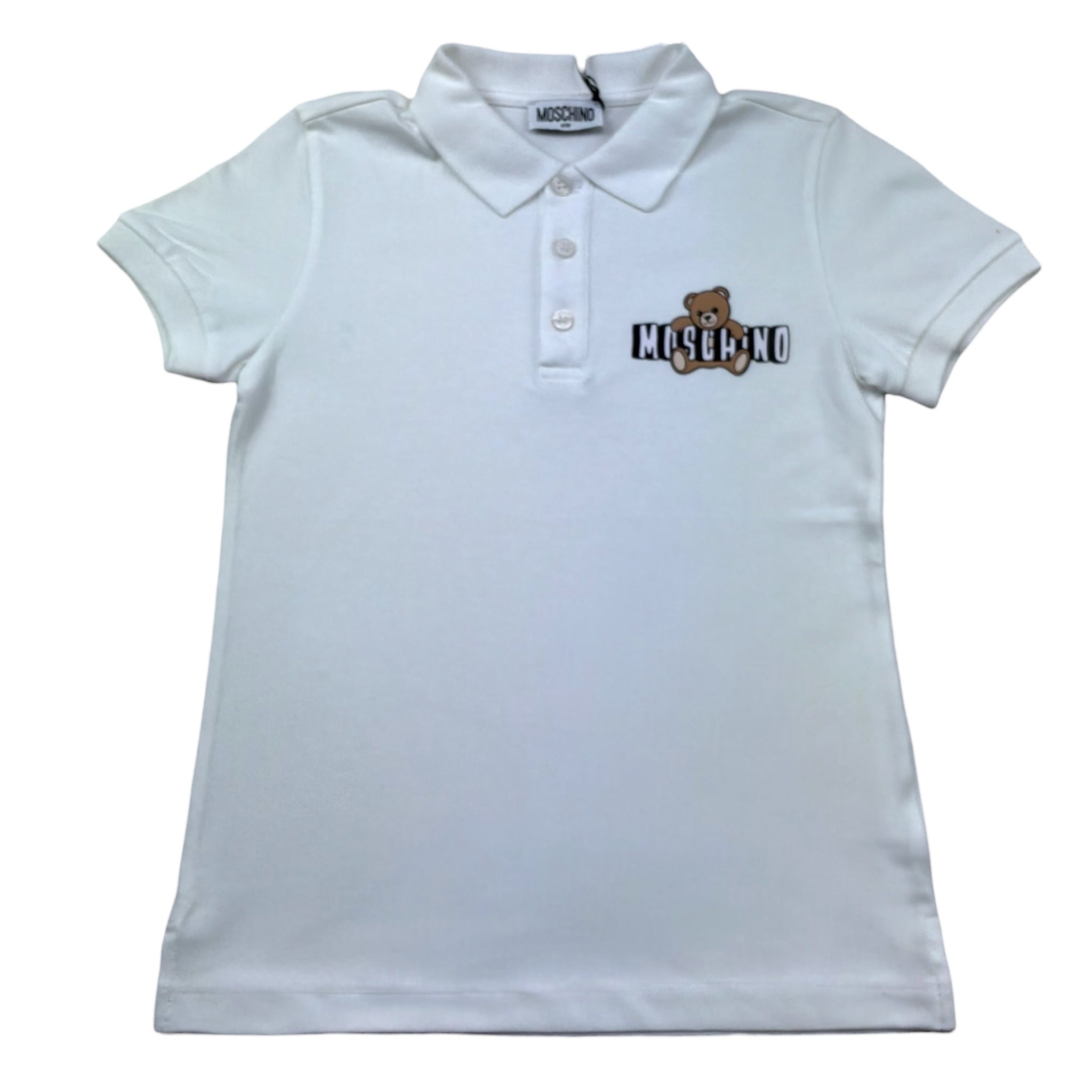 Moschino Polo Mezza Manica Tinta Unita con Stampa per Bambino HSM03Y BIANCO MOSCHINO 