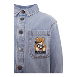 Moschino Camicia In Denim Tinta Unita con Stampa per Bambina HUC01F AZZURRO MOSCHINO 
