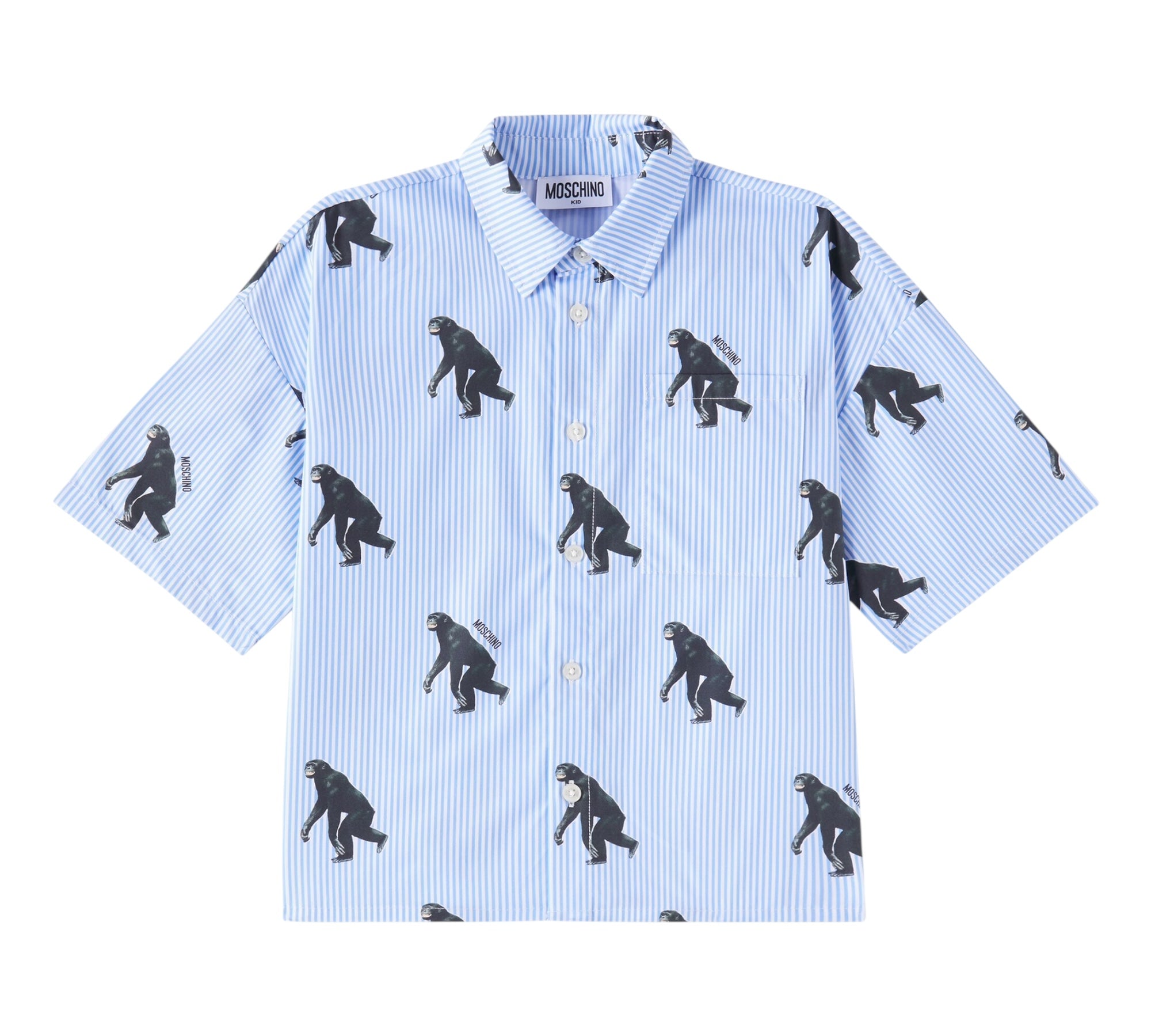 Moschino Camicia Mezza Manica Fantasia A Righe per Bambino HUC01L AZZURRO MOSCHINO 