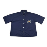 Moschino Camicia Mezza Manica Tinta Unita con Stampa per Bambina HUC01W BLU MOSCHINO 