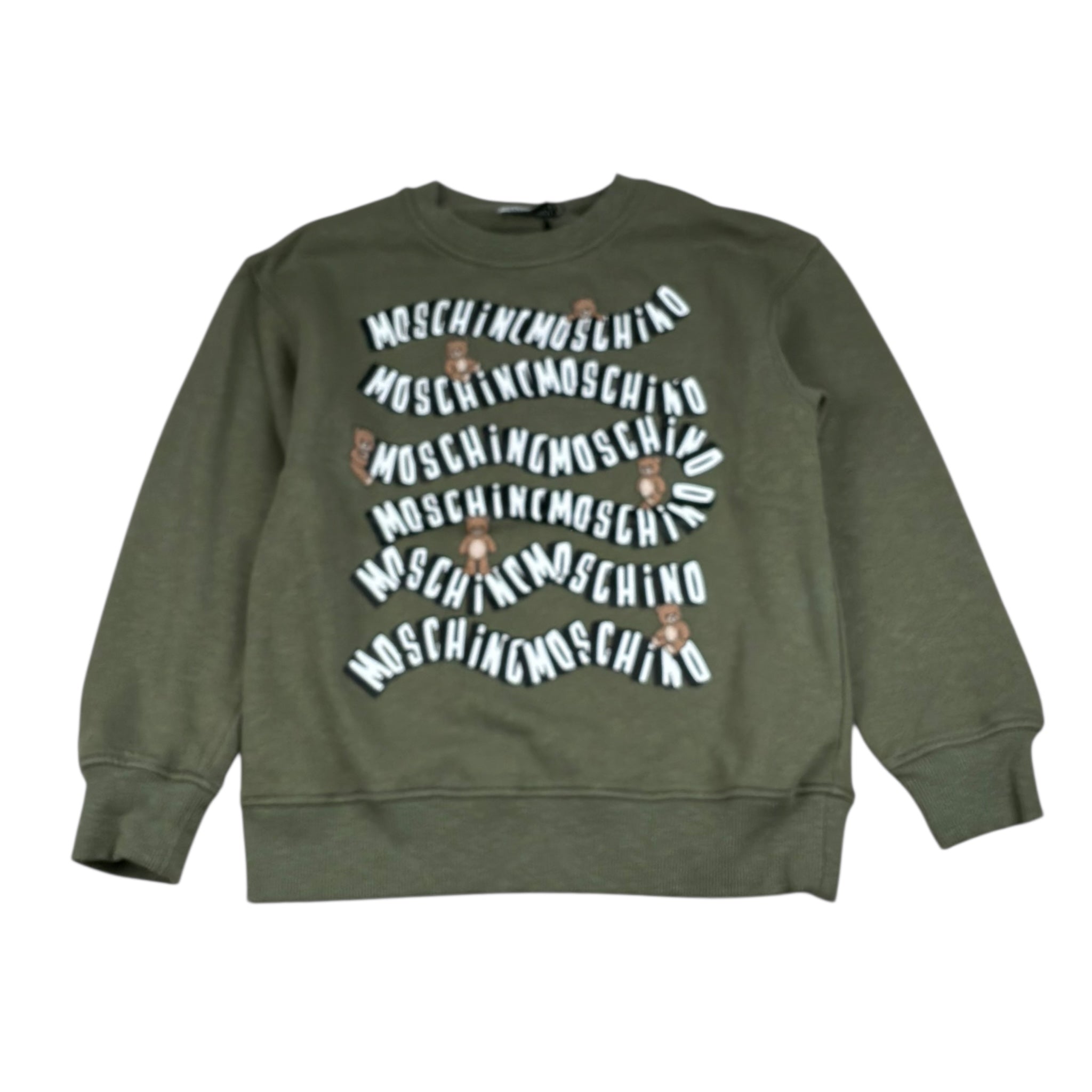 Moschino Felpa Girocollo Tinta Unita con Stampa per Bambino HUF09L VERDE MOSCHINO 