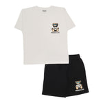 Moschino Completo 2 Pezzi T-Shirt-Bermuda  per Bambino HUG00R BIANCO/NERO MOSCHINO 