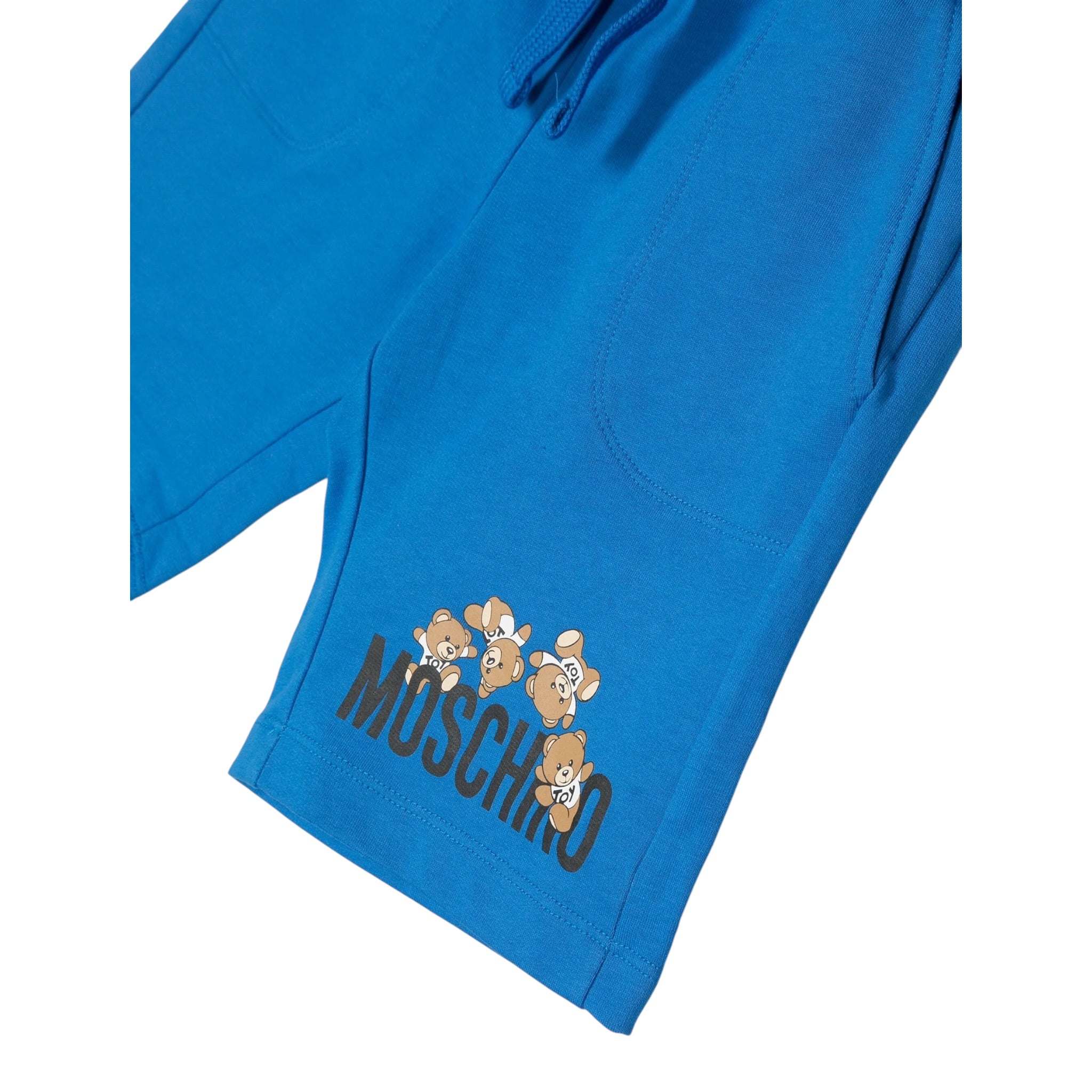Moschino Bermuda tinta unita con Logo Blu per Bambino HUQ01OX BLU MOSCHINO 