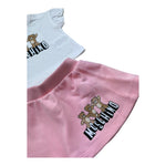 Moschino Completo 2 P T-Shirt Girocollo Tinta Unita con Stampa-Gonna per Neonata MBG01GG BIANCO MOSCHINO 