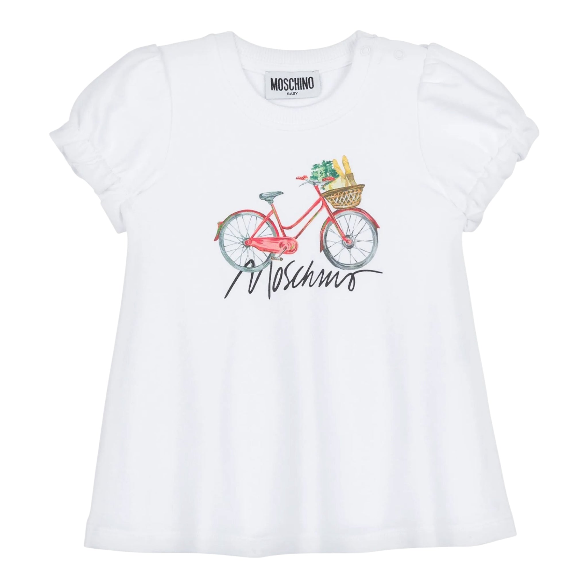Moschino Abito Mezza Manica Tinta Unita con Stampa per Bambina MDV0CN BIANCO MOSCHINO 