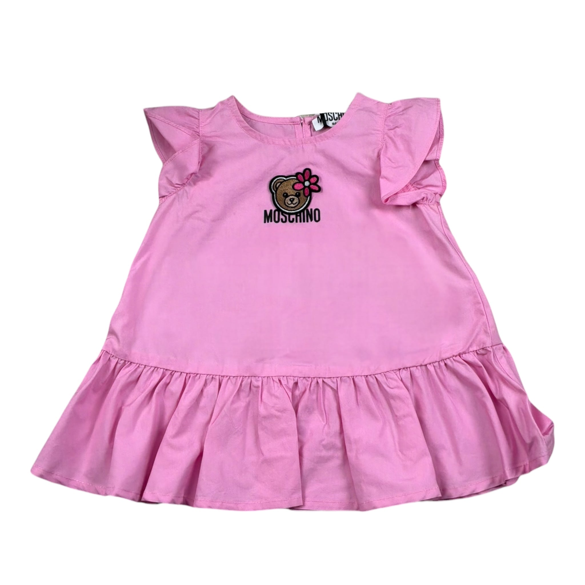 Moschino Abito Mezza Manica Tinta Unita con Stampa per Neonata MDV0D6 ROSA MOSCHINO 