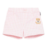 Moschino Short Fantasia Quadretti con Elastico In Vita per Neonata MMQ00R BIANCO/ROSA MOSCHINO 