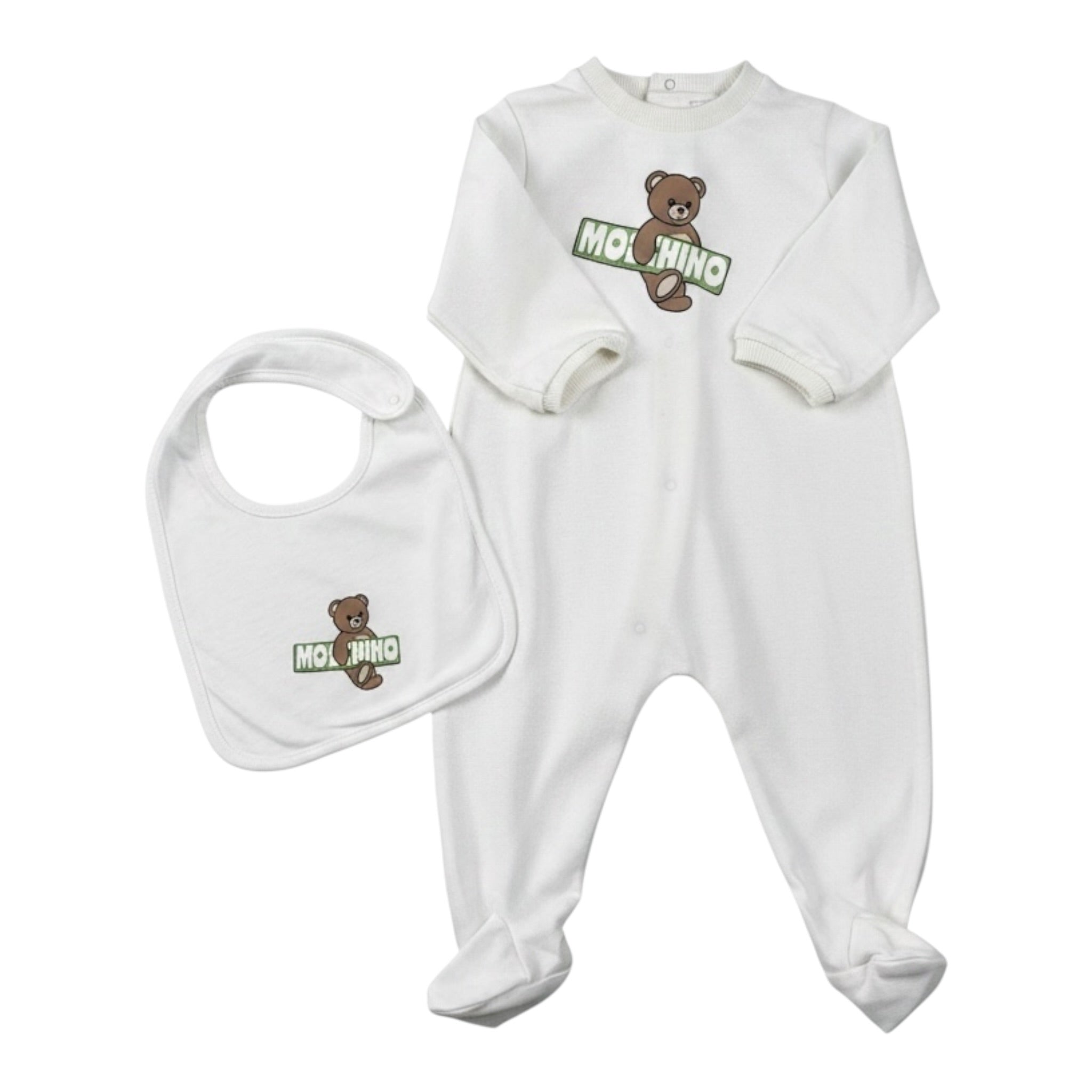 Moschino Tutina Tinta Unita con Logo per Neonato MOY06Y BIANCO MOSCHINO 