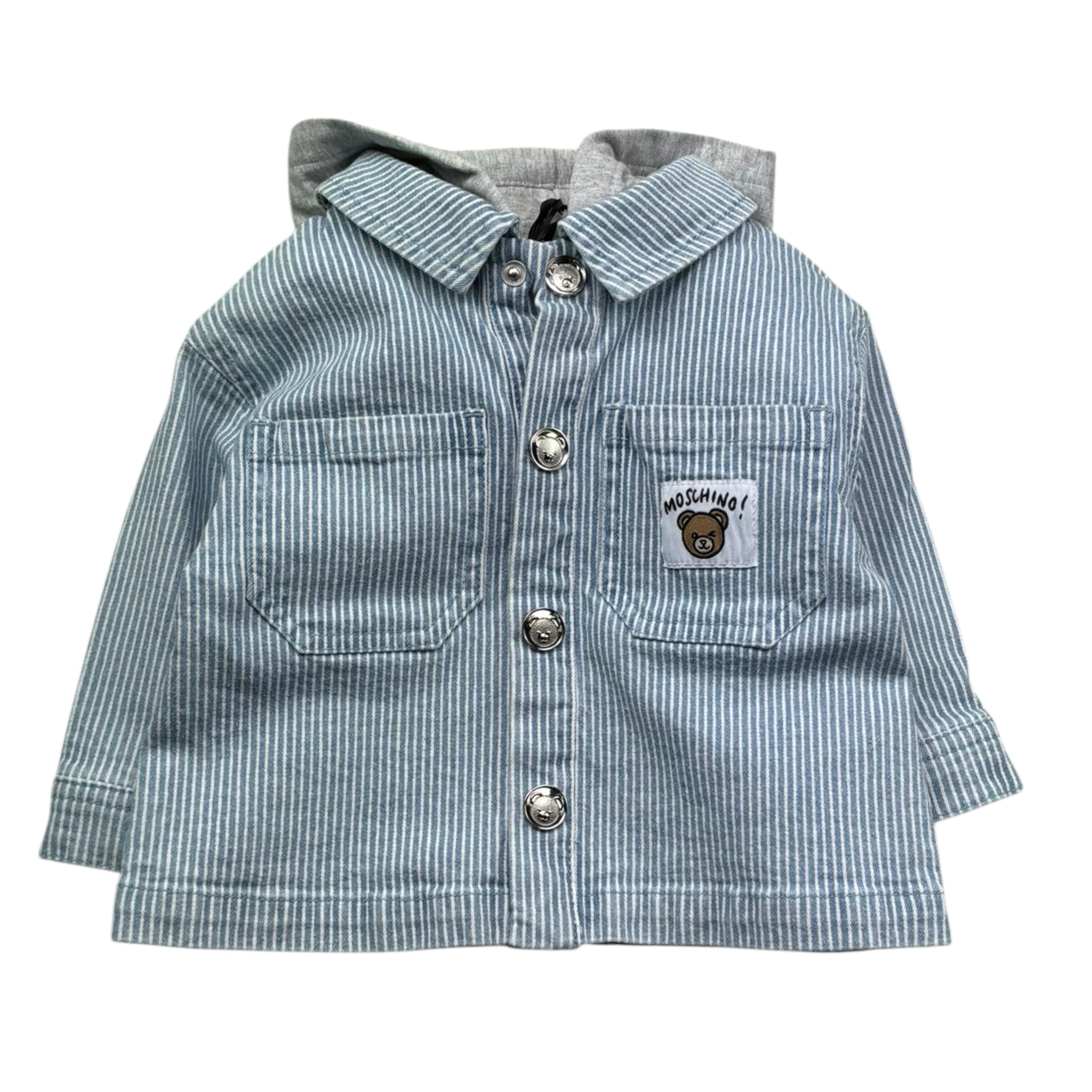 Moschino Giubbino In Denim con Cappuccio per Neonato MUA00A AZZURRO MOSCHINO 