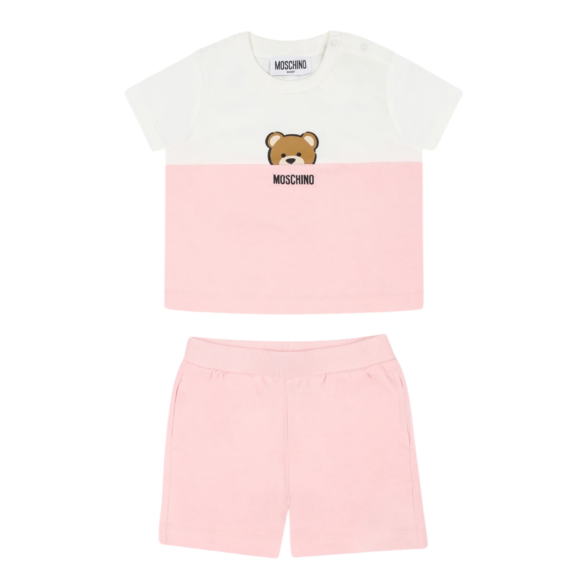 Moschino Completo 2 Pezzi T-Shirt-Bermuda Bicolore per Neonata MUG01FA ROSA MOSCHINO 