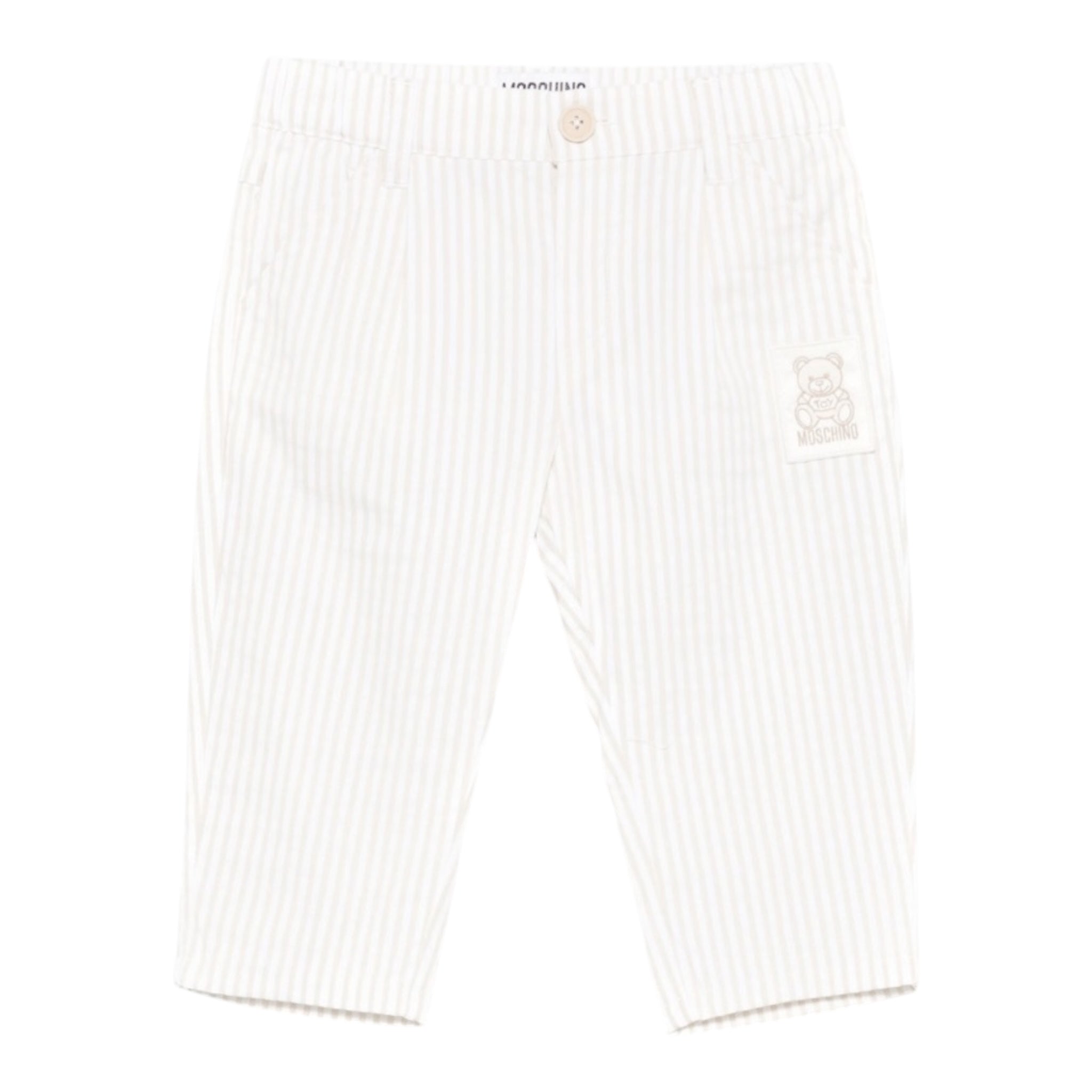 Moschino Pantalone Fantasia A Righe per Bambino MUP05 BIANCO/BEIGE MOSCHINO 