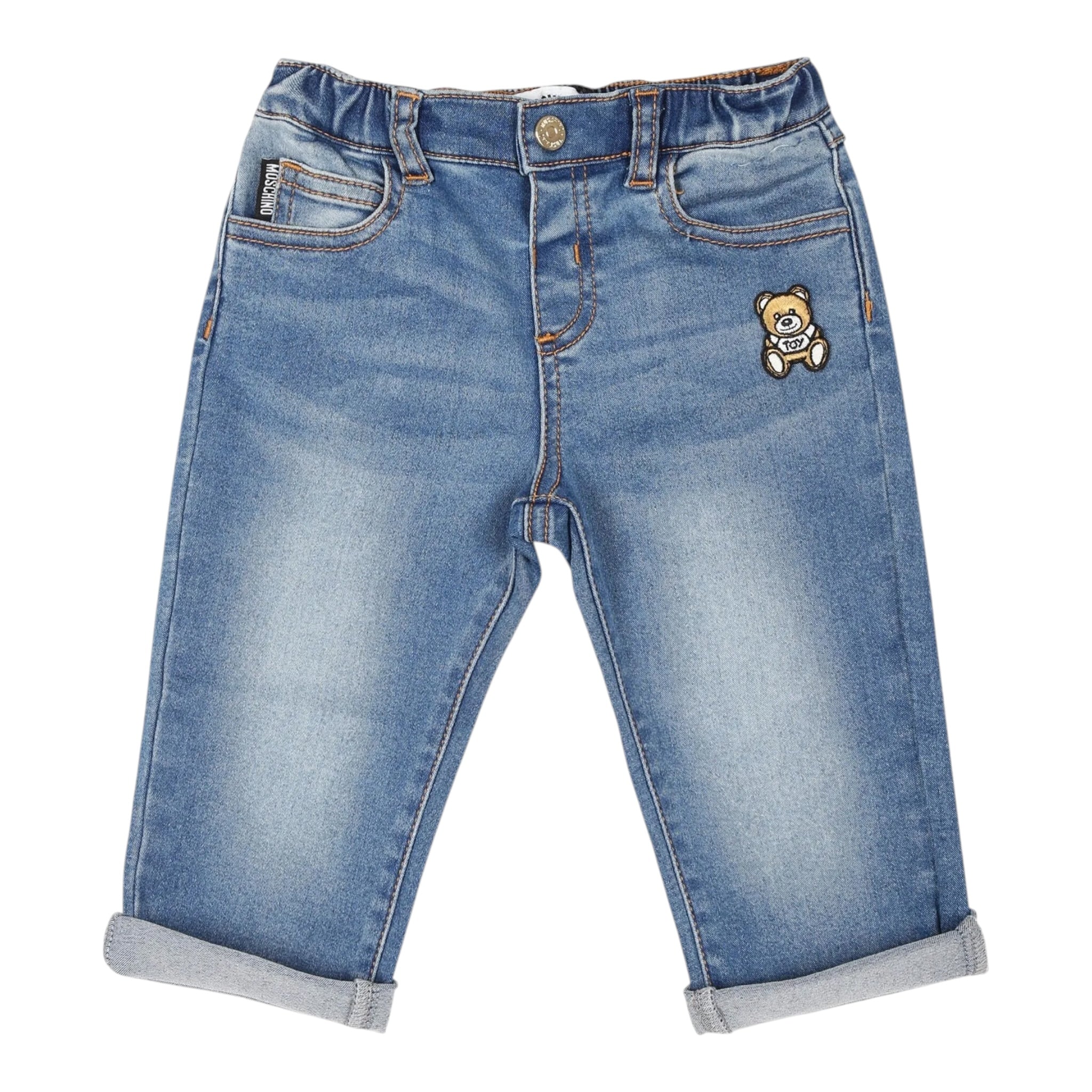 Moschino Jeans Tinta Unita con Elastico In Vita per Bambino MUP05FJX AZZURRO MOSCHINO 