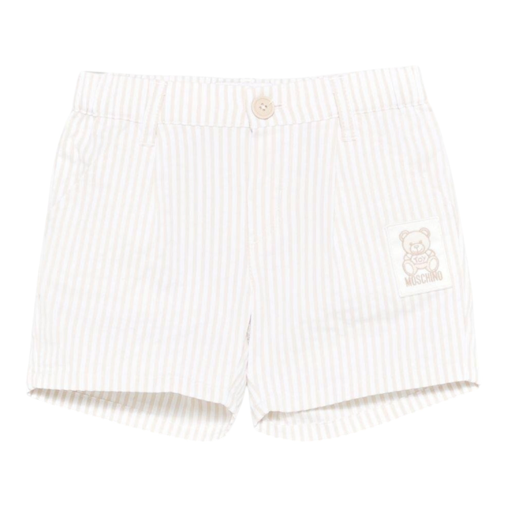 Moschino Bermuda Fantasia A Righe per Neonato MUQ01D BIANCO/BEIGE MOSCHINO 