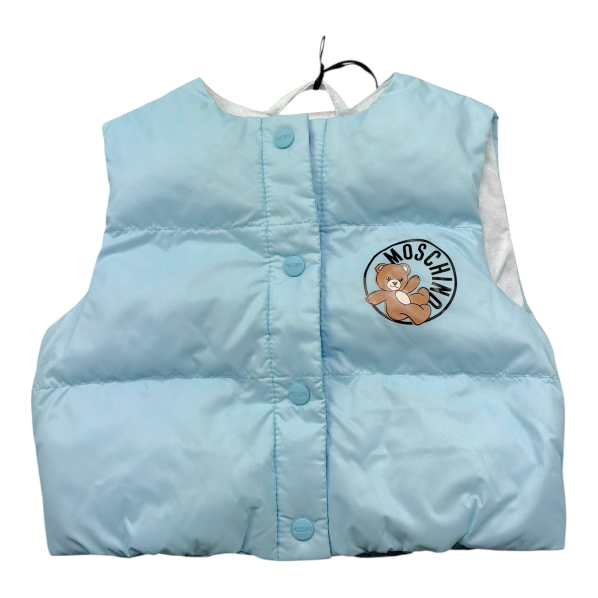 Moschino Giubbino Giromanica Tinta Unita con Stampa per Neonato MUS034 AZZURRO MOSCHINO 