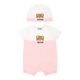 Moschino Set Pagliaccetto-Cappello Bicolore per Neonata MUY07EX BIANCO/ROSA MOSCHINO 